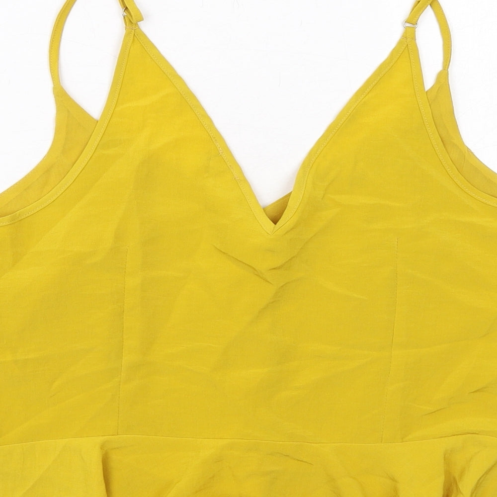 River Island Womens Yellow Polyester Cropped Tank Size 12 V-Neck