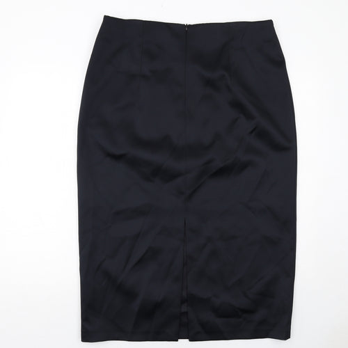 Marks and Spencer Womens Black Polyester A-Line Skirt Size 18 Zip