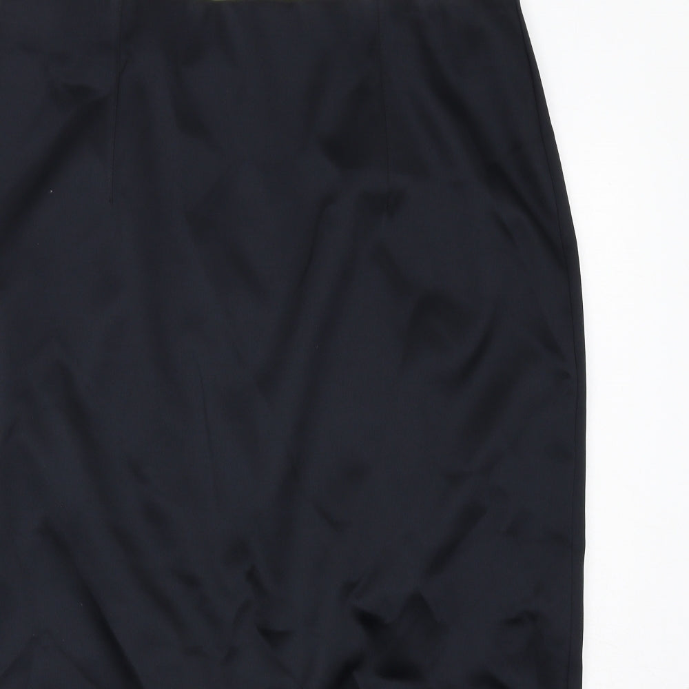 Marks and Spencer Womens Black Polyester A-Line Skirt Size 18 Zip