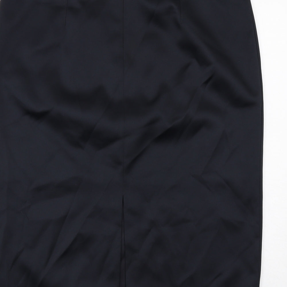 Marks and Spencer Womens Black Polyester A-Line Skirt Size 18 Zip