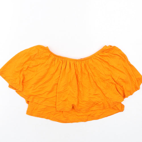 Boohoo Womens Orange Viscose Cropped Blouse Size 8 Round Neck