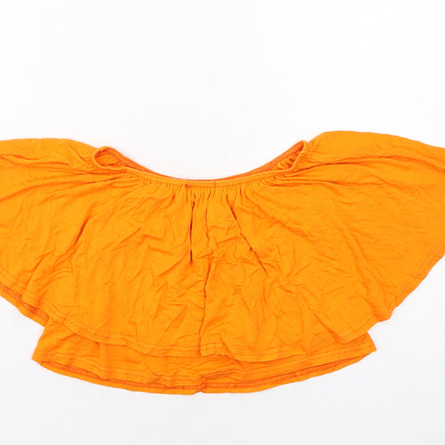 Boohoo Womens Orange Viscose Cropped Blouse Size 8 Round Neck