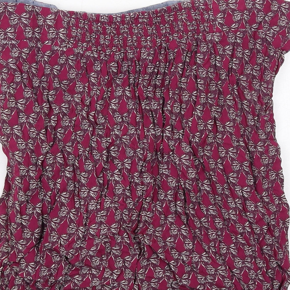 White Stuff Womens Pink Geometric Viscose Basic Tank Size 12 Off the Shoulder - Butterfly