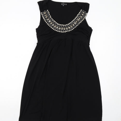 Body Flirt Womens Black Polyester A-Line Size 12 Scoop Neck Pullover - Embellished Neckline