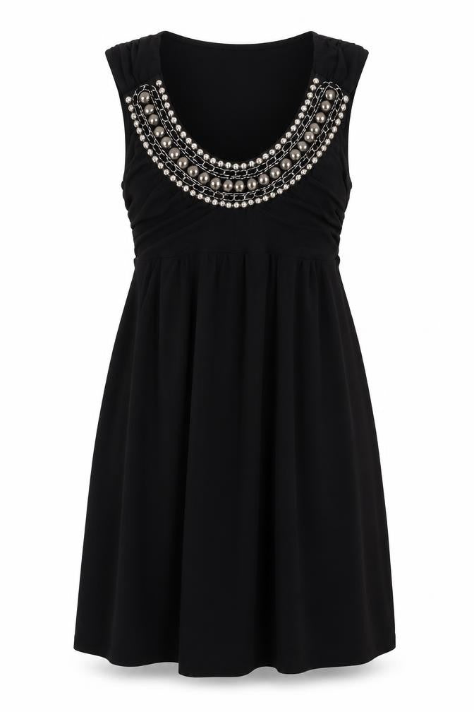 Body Flirt Womens Black Polyester A-Line Size 12 Scoop Neck Pullover - Embellished Neckline