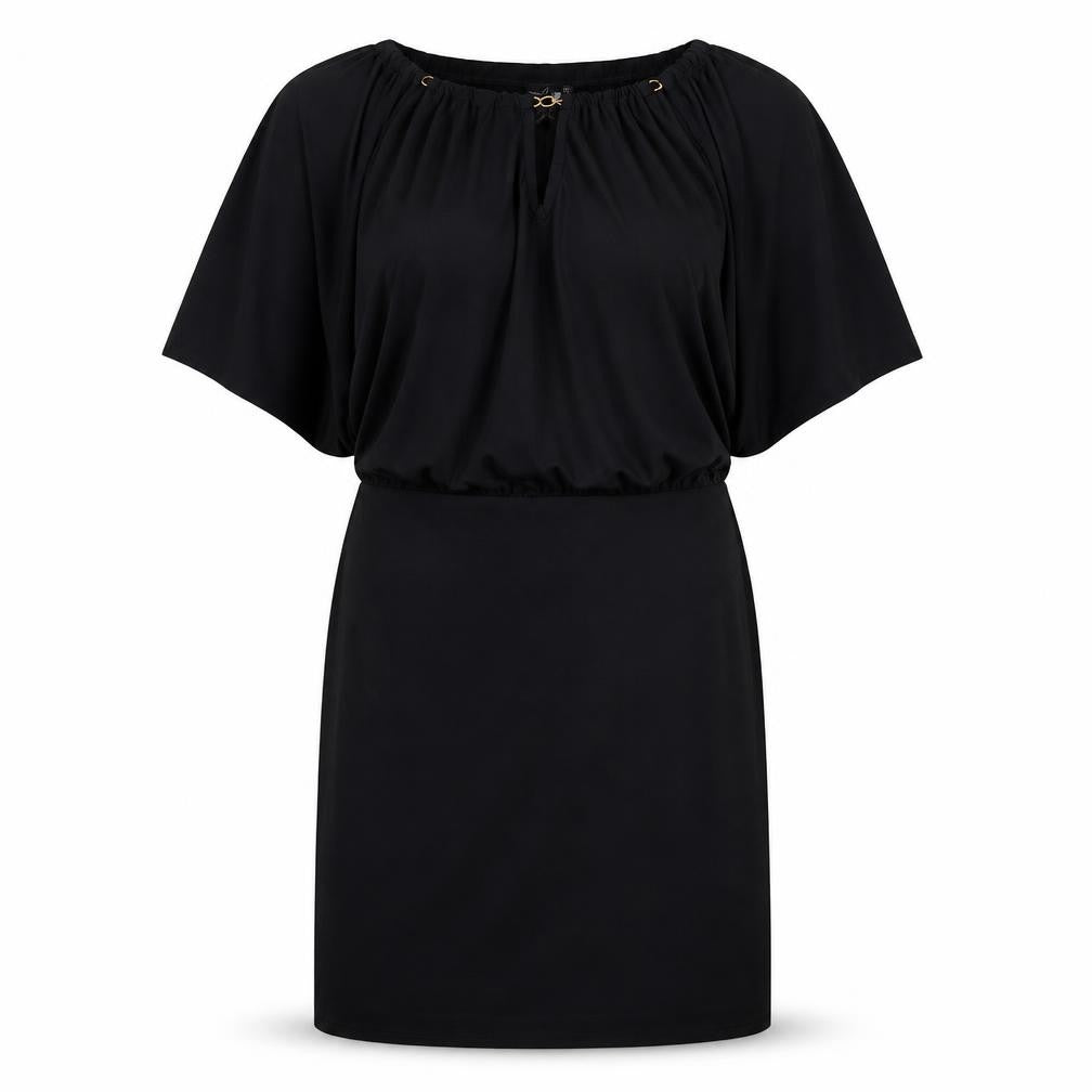 Front view of Body Flirt women’s black polyester sheath, size UK 12, off the shoulder pullover