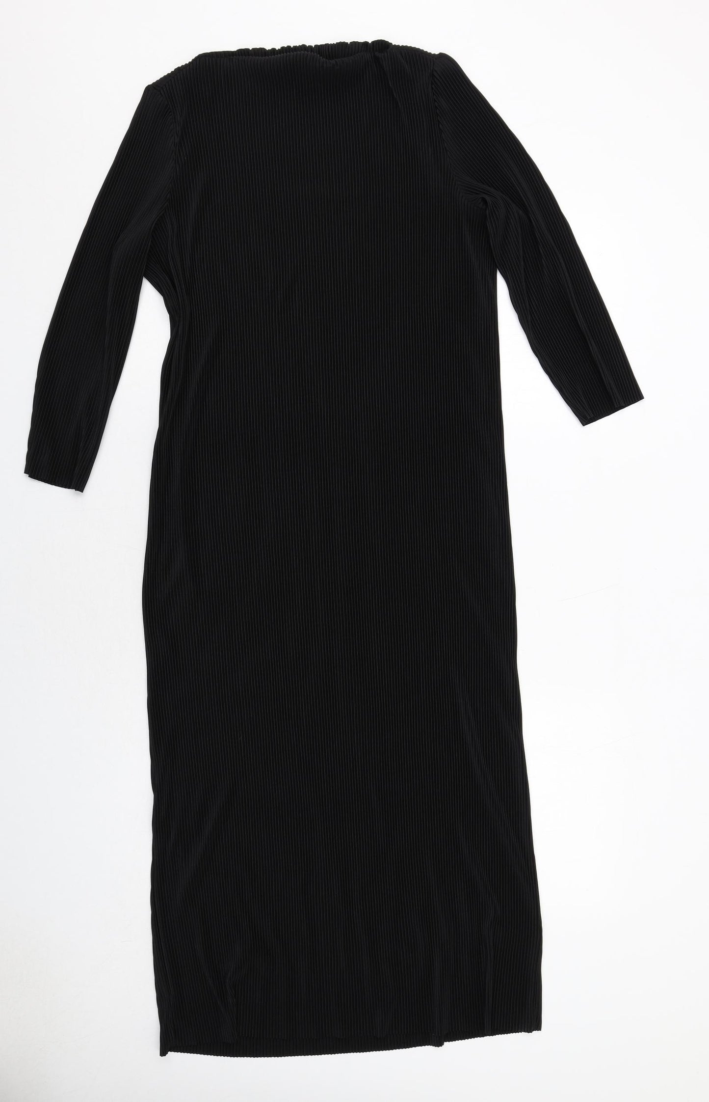 Marks and Spencer Womens Black Polyester Sheath Size 14 Boat Neck Pullover - Ribbed