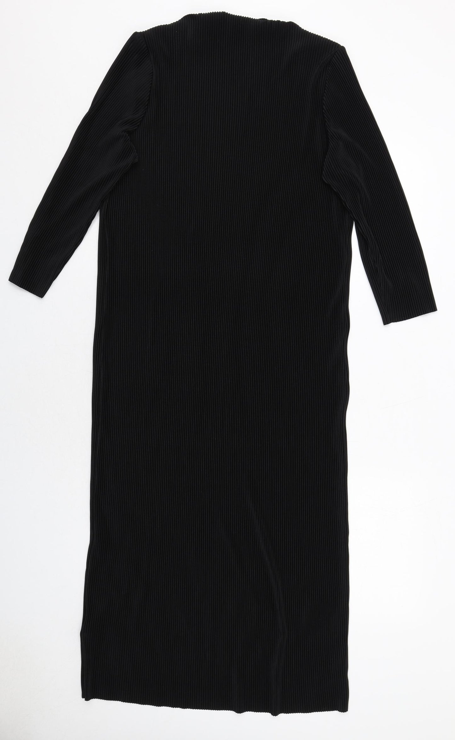 Marks and Spencer Womens Black Polyester Sheath Size 14 Boat Neck Pullover - Ribbed