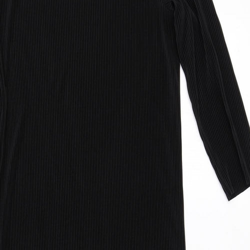 Marks and Spencer Womens Black Polyester Sheath Size 14 Boat Neck Pullover - Ribbed