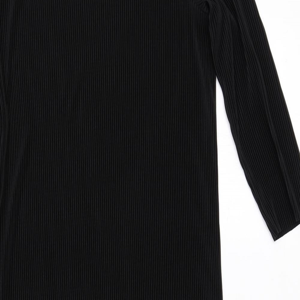 Marks and Spencer Womens Black Polyester Sheath Size 14 Boat Neck Pullover - Ribbed