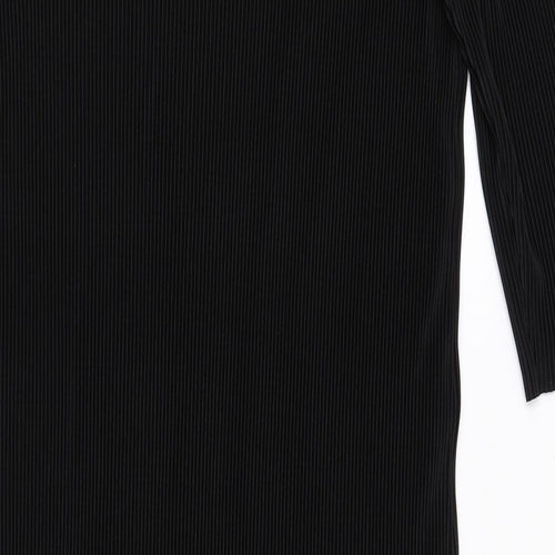 Marks and Spencer Womens Black Polyester Sheath Size 14 Boat Neck Pullover - Ribbed
