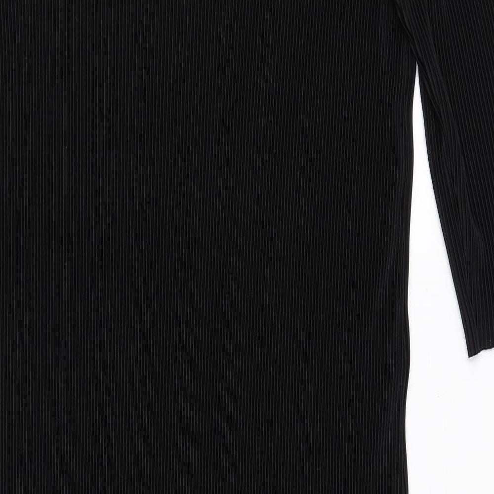 Marks and Spencer Womens Black Polyester Sheath Size 14 Boat Neck Pullover - Ribbed