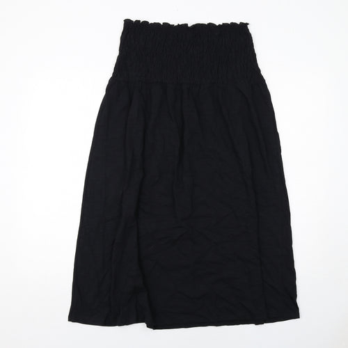 Marks and Spencer Womens Black Cotton A-Line Size 12 Square Neck Pullover - Shirred Top Strapless