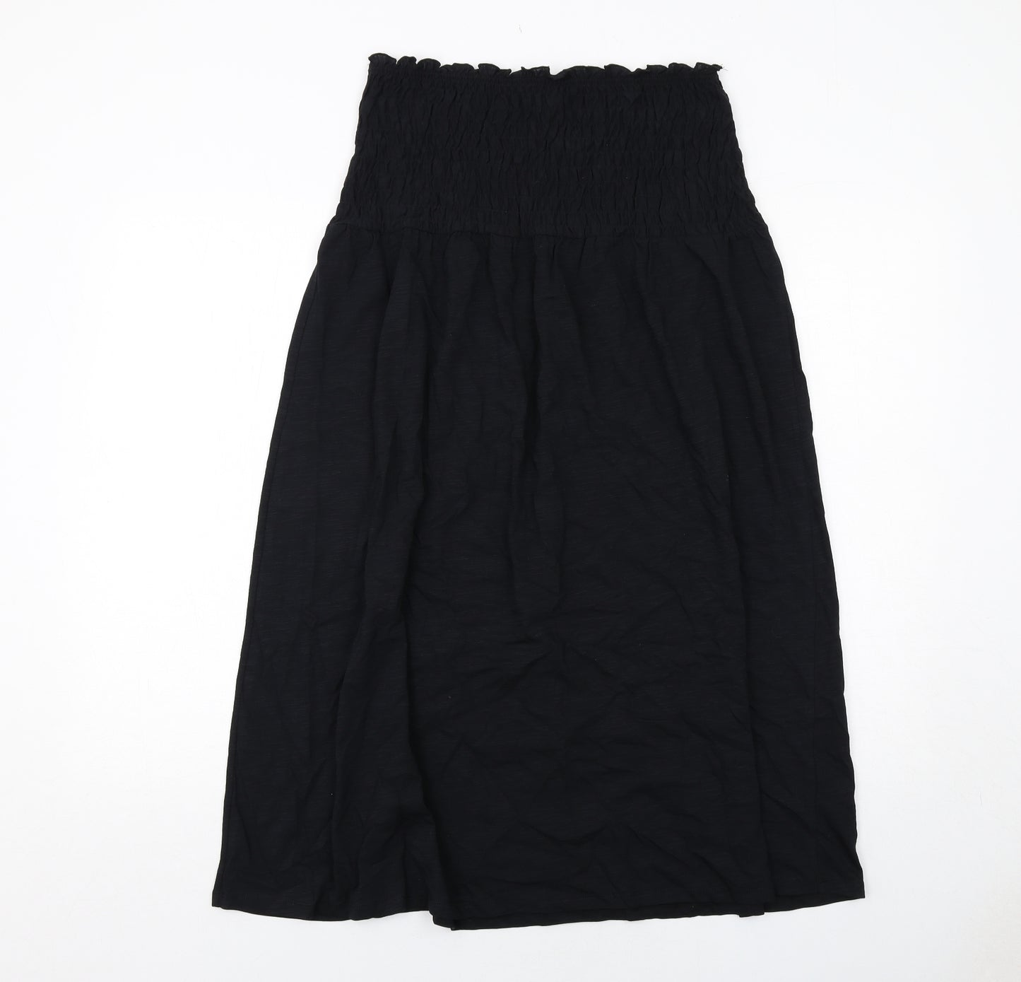 Marks and Spencer Womens Black Cotton A-Line Size 12 Square Neck Pullover - Shirred Top Strapless