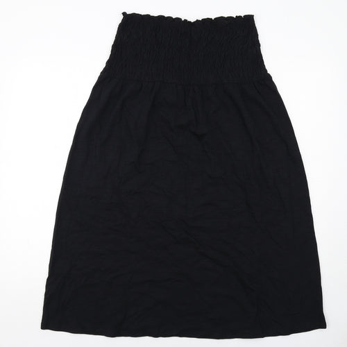 Marks and Spencer Womens Black Cotton A-Line Size 12 Square Neck Pullover - Shirred Top Strapless