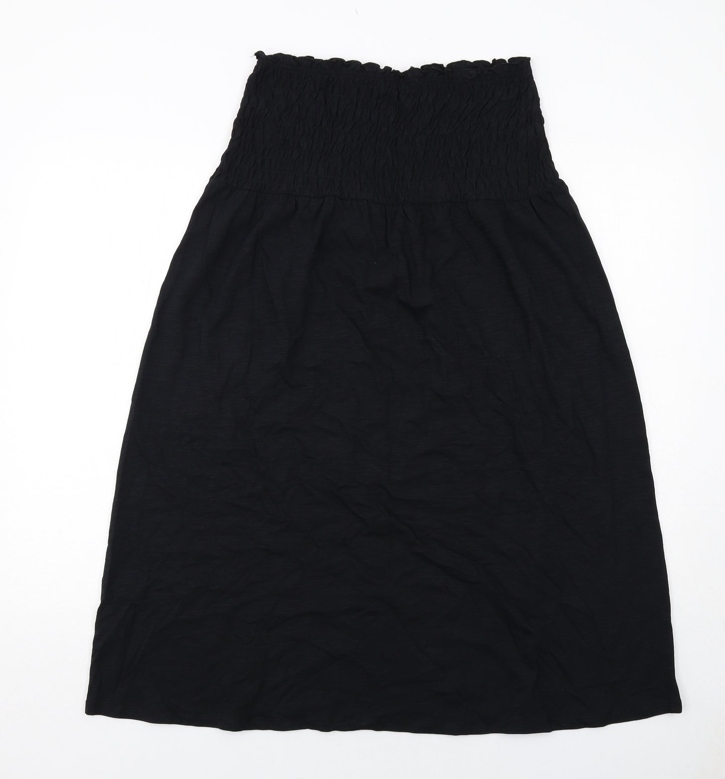 Marks and Spencer Womens Black Cotton A-Line Size 12 Square Neck Pullover - Shirred Top Strapless
