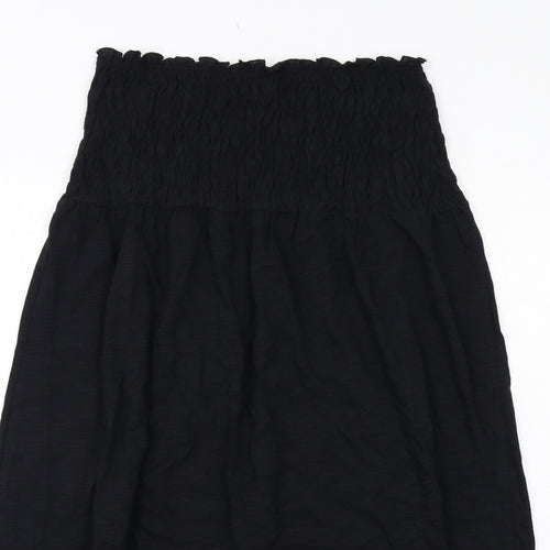Marks and Spencer Womens Black Cotton A-Line Size 12 Square Neck Pullover - Shirred Top Strapless