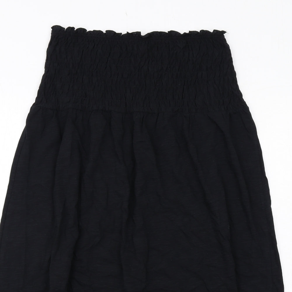 Marks and Spencer Womens Black Cotton A-Line Size 12 Square Neck Pullover - Shirred Top Strapless