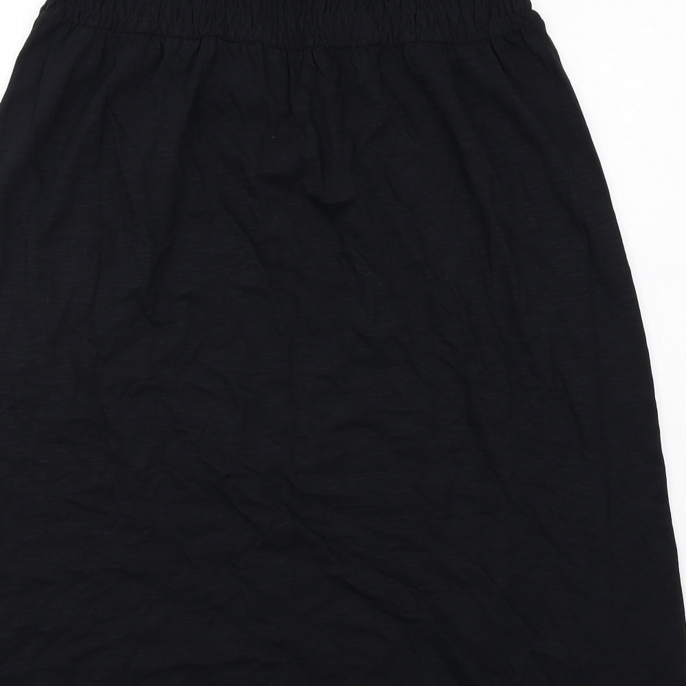 Marks and Spencer Womens Black Cotton A-Line Size 12 Square Neck Pullover - Shirred Top Strapless