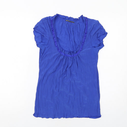 Motto Womens Blue Polyester Basic T-Shirt Size 10 Scoop Neck
