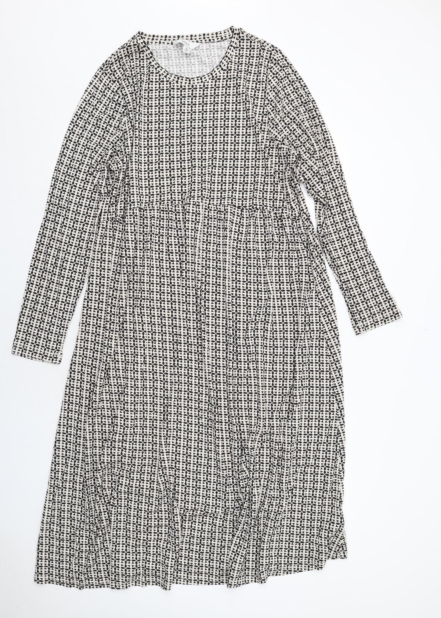 Marks and Spencer Womens Ivory Geometric Viscose Trapeze & Swing Size 20 Round Neck Pullover