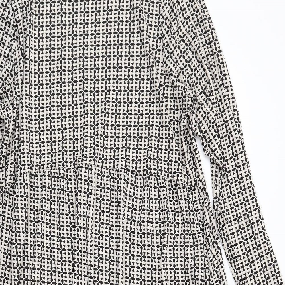 Marks and Spencer Womens Ivory Geometric Viscose Trapeze & Swing Size 20 Round Neck Pullover