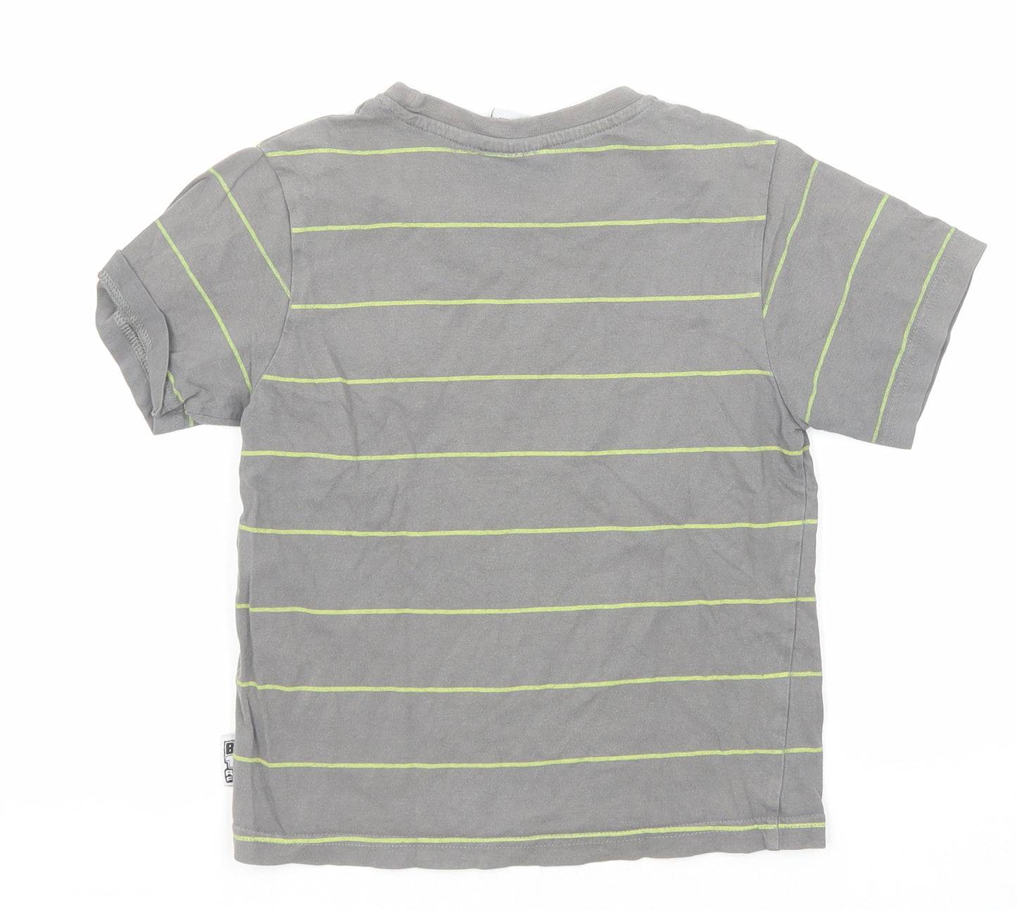 Cartoon Network Boys Grey Striped Cotton Basic T-Shirt Size 6 Years Round Neck Pullover - Ben 10