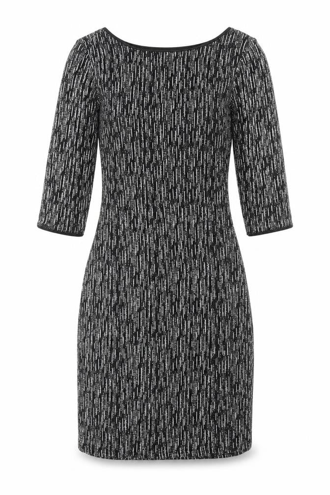 Front view of New Look women’s black geometric polyester a-line, size UK 10, round neck pullover
