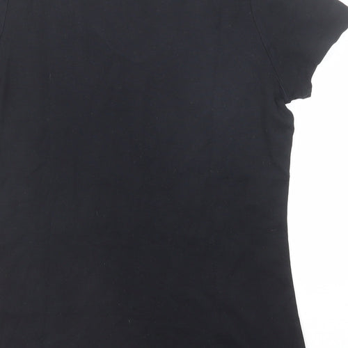 Marks and Spencer Womens Black Cotton Basic T-Shirt Size 16 V-Neck
