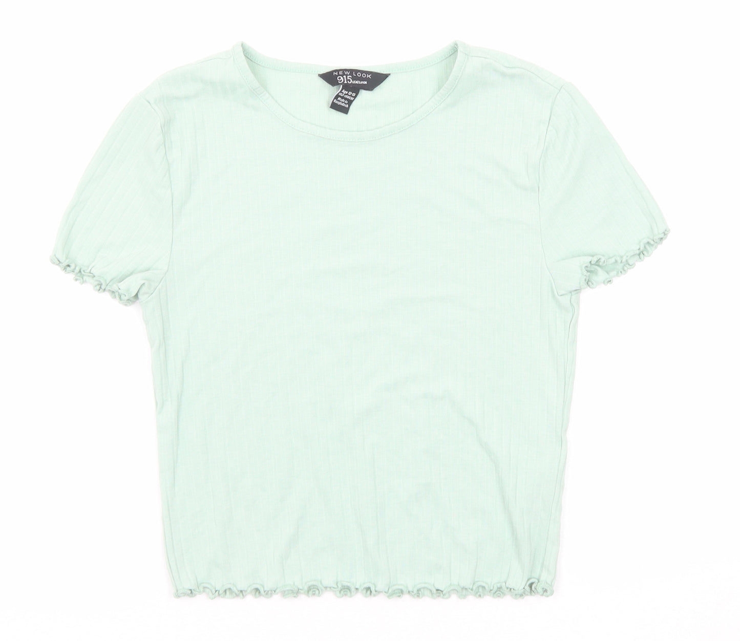 New Look Girls Green Polyester Basic T-Shirt Size 12-13 Years Round Neck Pullover - Ribbed