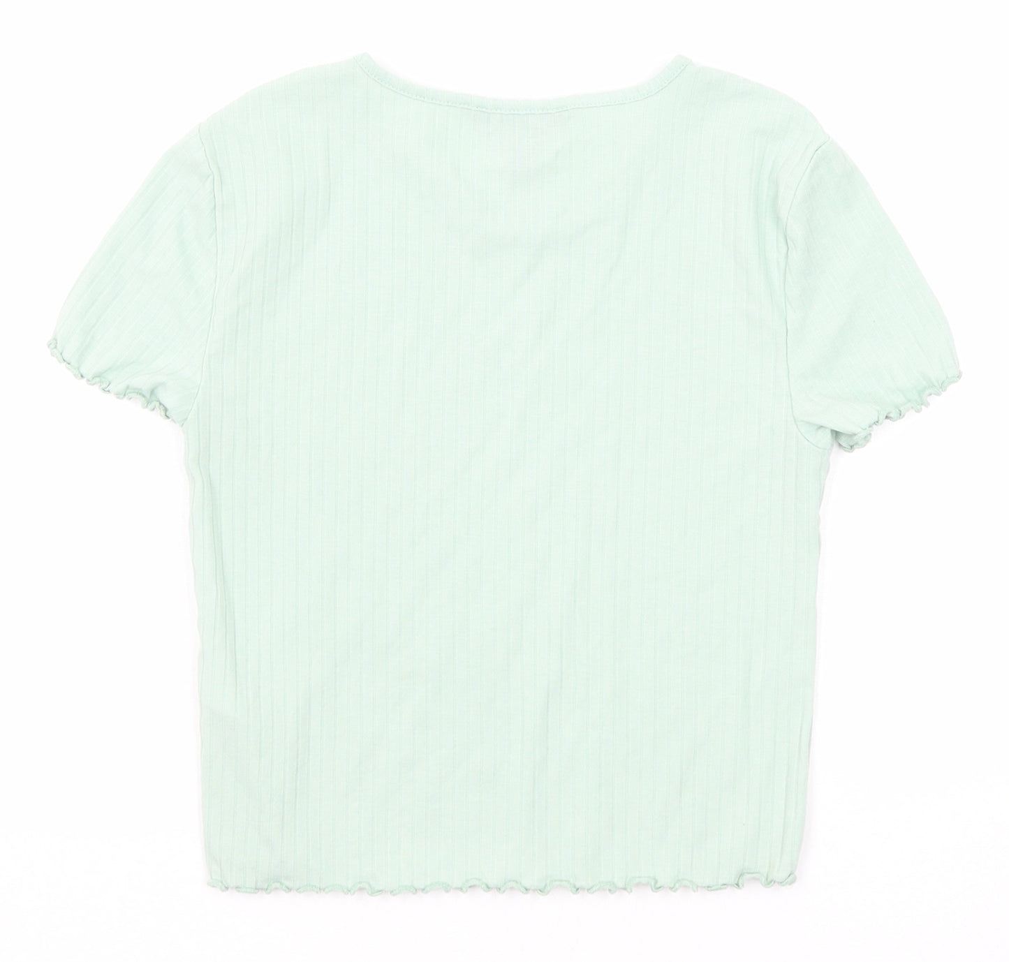 New Look Girls Green Polyester Basic T-Shirt Size 12-13 Years Round Neck Pullover - Ribbed