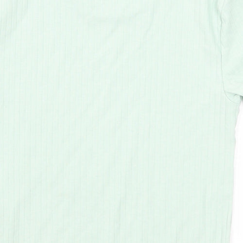 New Look Girls Green Polyester Basic T-Shirt Size 12-13 Years Round Neck Pullover - Ribbed