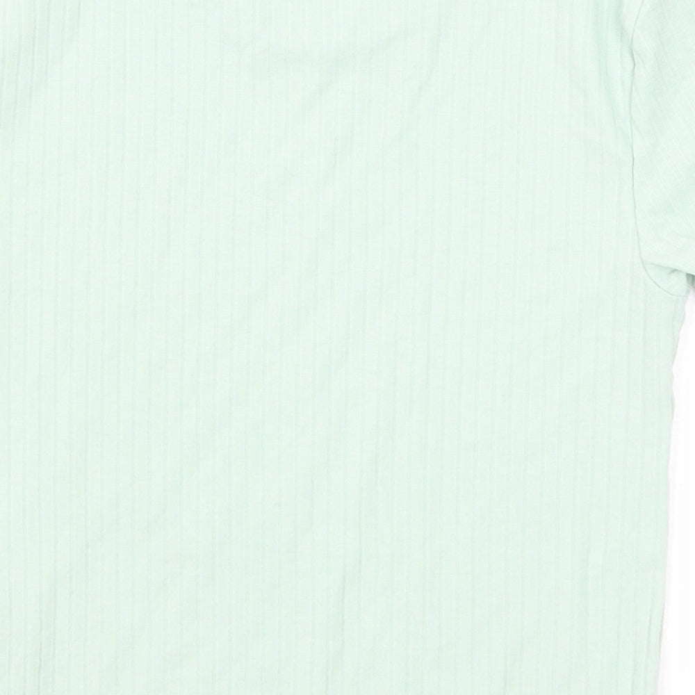 New Look Girls Green Polyester Basic T-Shirt Size 12-13 Years Round Neck Pullover - Ribbed