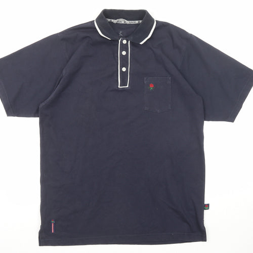 Kukri Mens Blue Cotton Polo Size XL Collared Button