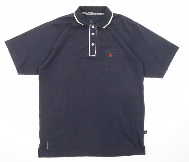 Kukri Mens Blue Cotton Polo Size XL Collared Button