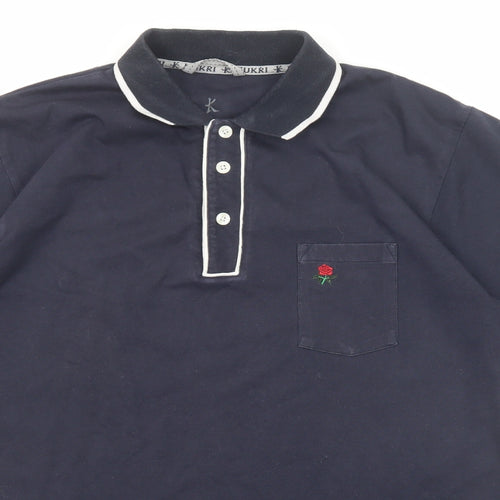 Kukri Mens Blue Cotton Polo Size XL Collared Button