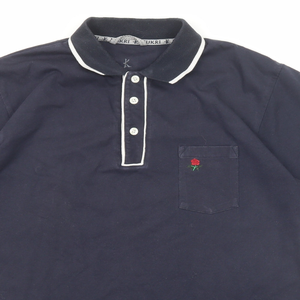 Kukri Mens Blue Cotton Polo Size XL Collared Button