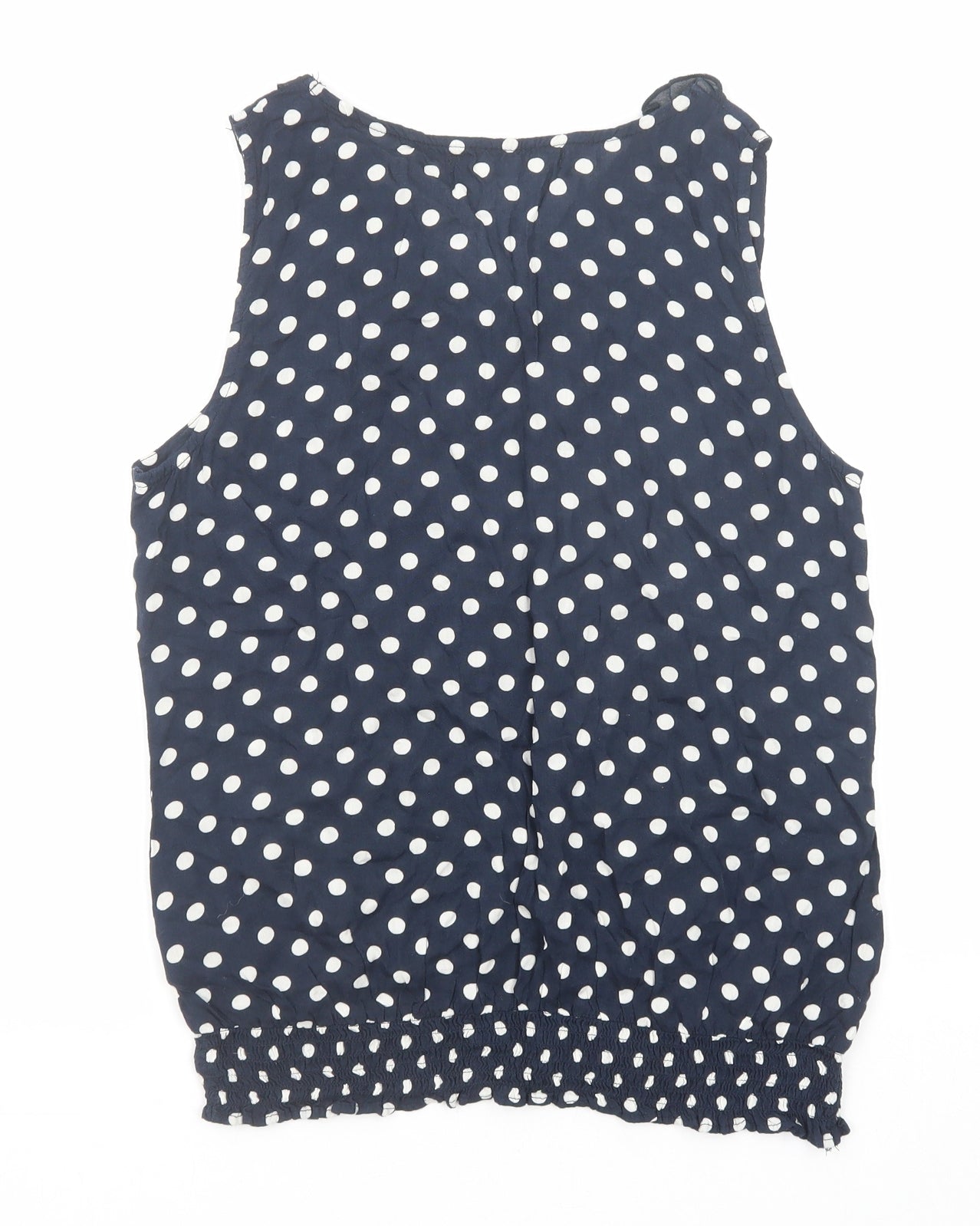 NEXT Womens Blue Polka Dot Viscose Basic Blouse Size 8 Boat Neck