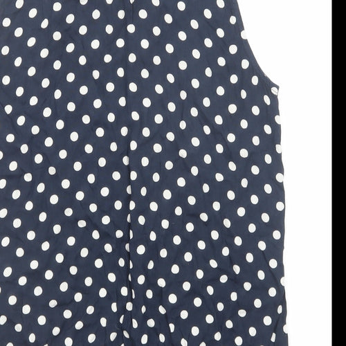 NEXT Womens Blue Polka Dot Viscose Basic Blouse Size 8 Boat Neck