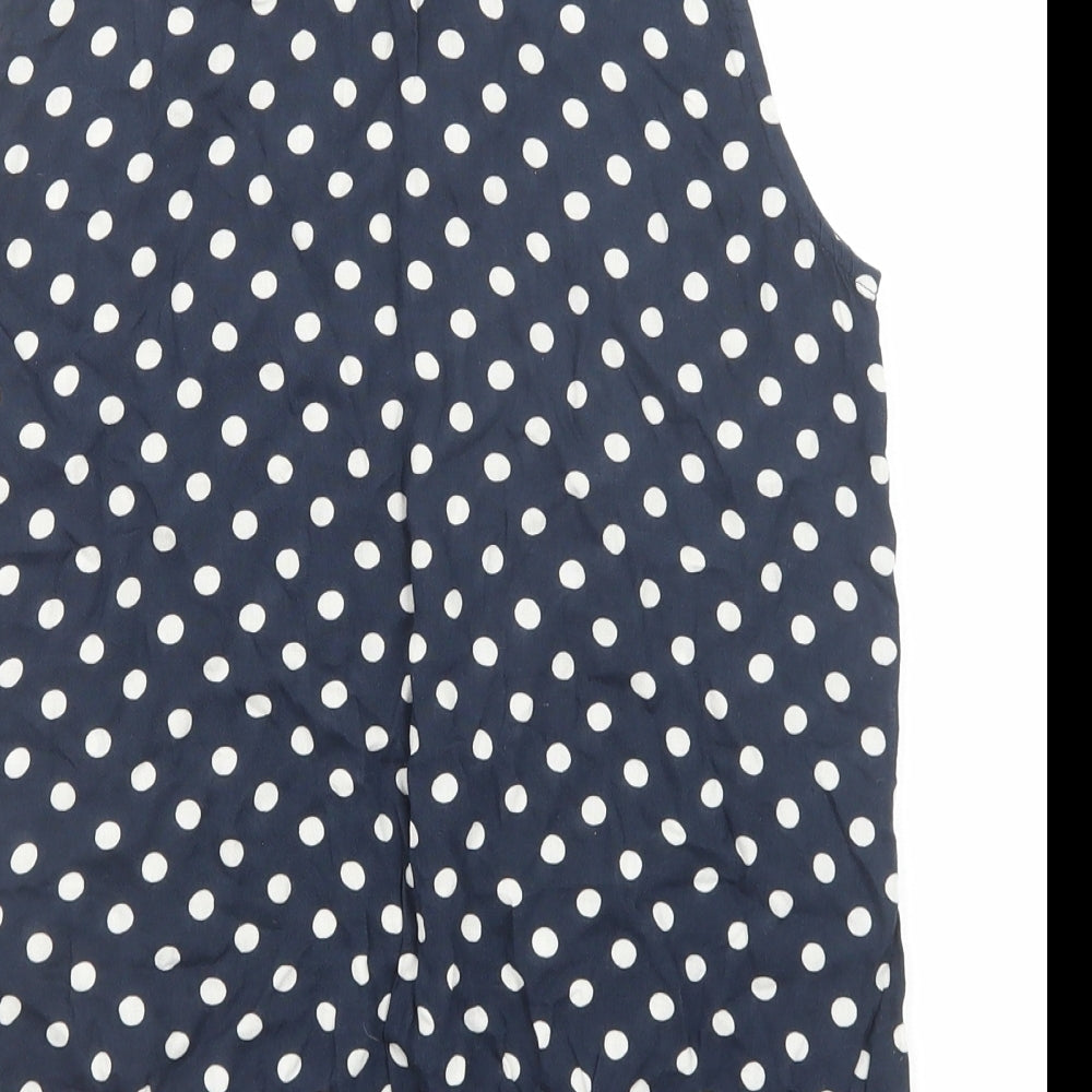 NEXT Womens Blue Polka Dot Viscose Basic Blouse Size 8 Boat Neck