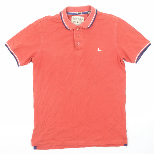 Jack Wills Mens Red Cotton Polo Size XS Collared Button