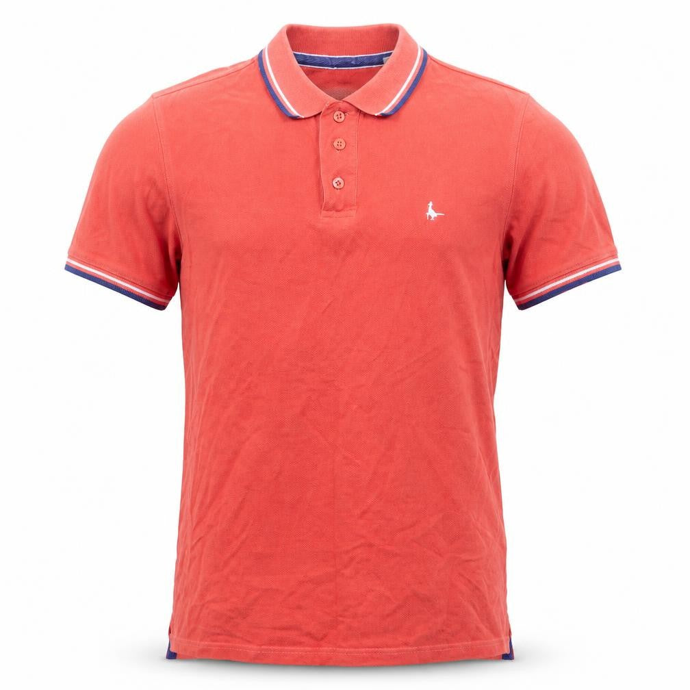 Front view of Jack Wills men’s red cotton polo, size XS, collared button