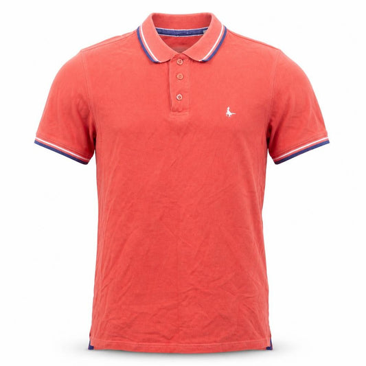 Front view of Jack Wills men’s red cotton polo, size XS, collared button