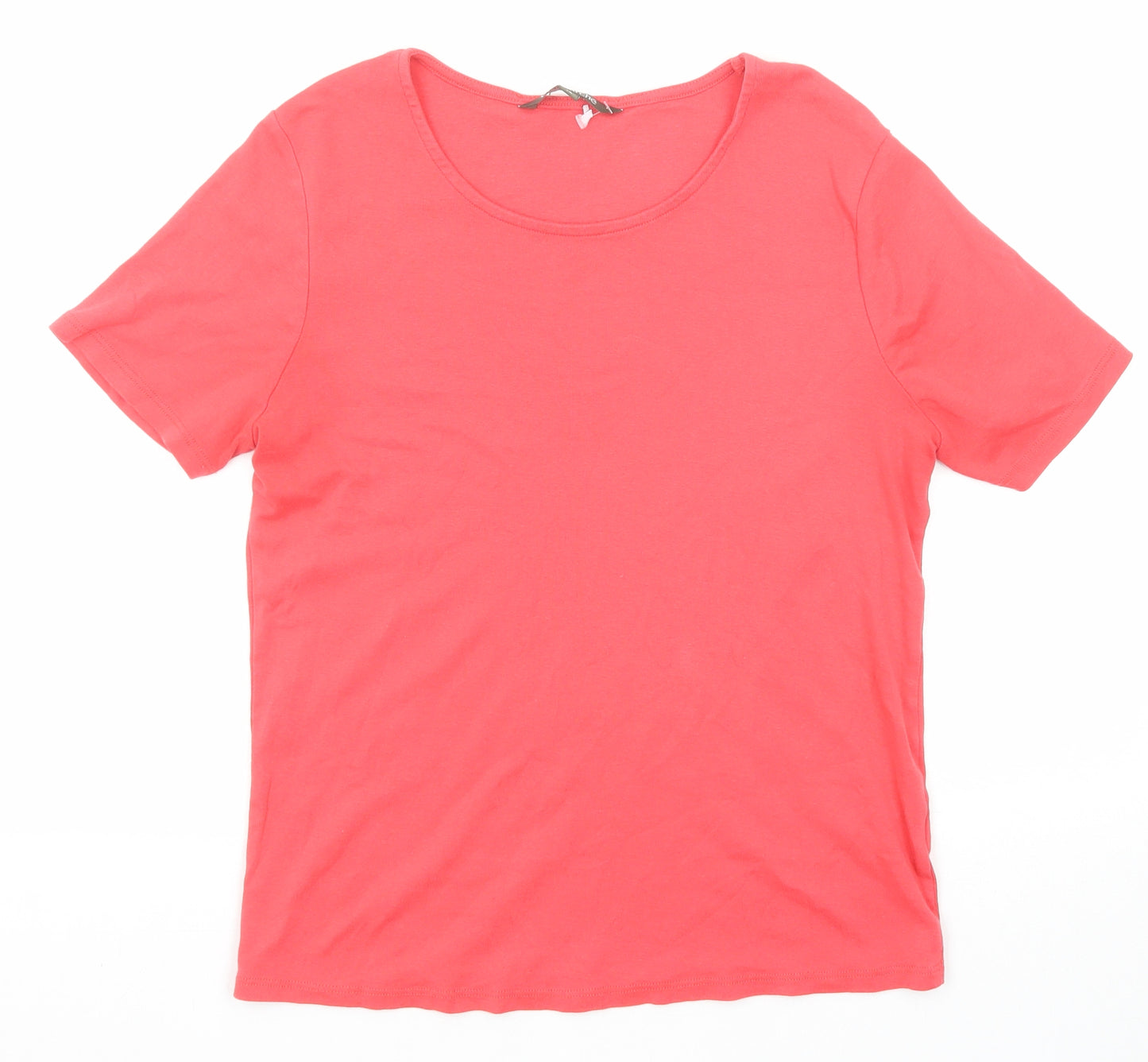 Bonmarché Womens Pink Cotton Basic T-Shirt Size 14 Boat Neck