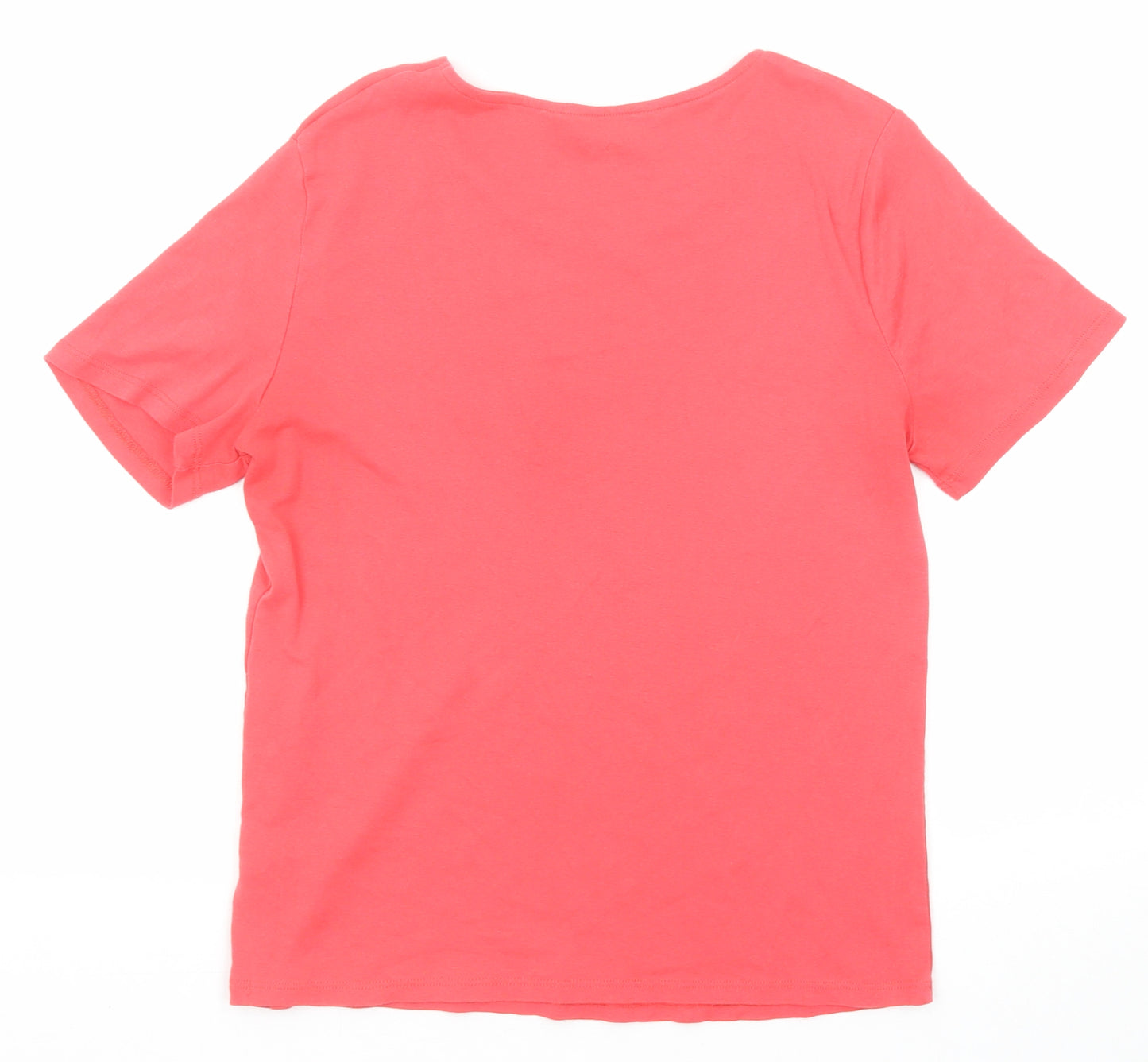 Bonmarché Womens Pink Cotton Basic T-Shirt Size 14 Boat Neck