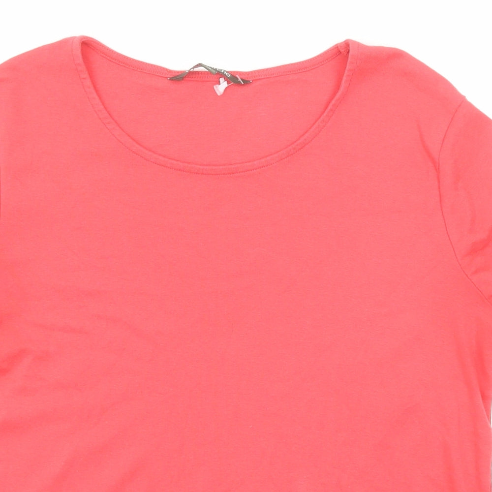 Bonmarché Womens Pink Cotton Basic T-Shirt Size 14 Boat Neck
