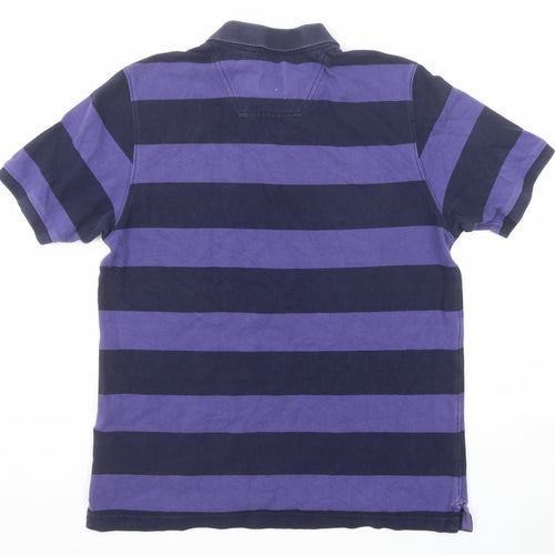Joules Mens Purple Striped Cotton Polo Size L Collared Button