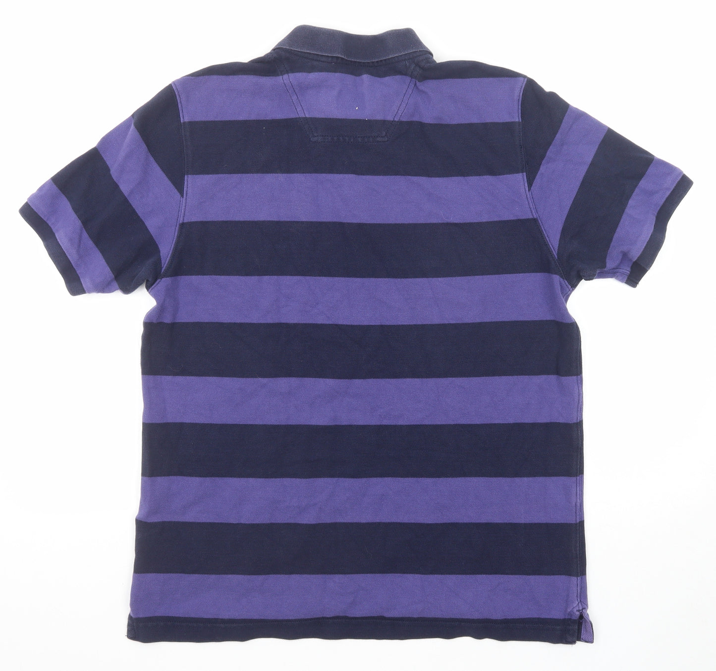 Joules Mens Purple Striped Cotton Polo Size L Collared Button