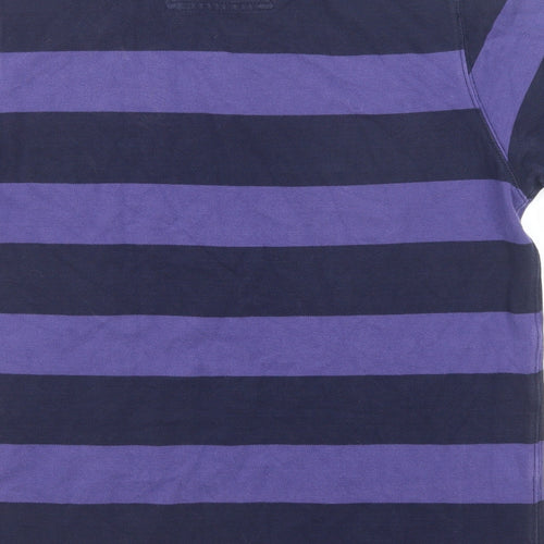 Joules Mens Purple Striped Cotton Polo Size L Collared Button