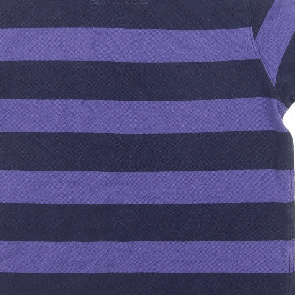 Joules Mens Purple Striped Cotton Polo Size L Collared Button